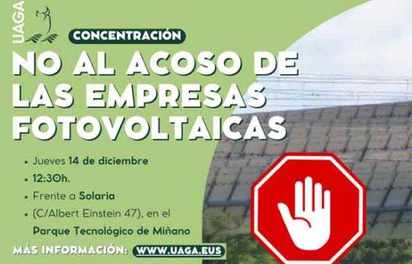 UAGA - 14 de diciembre, concentración frente a Solaria en respuesta a sus presiones para la venta de tierra agraria.